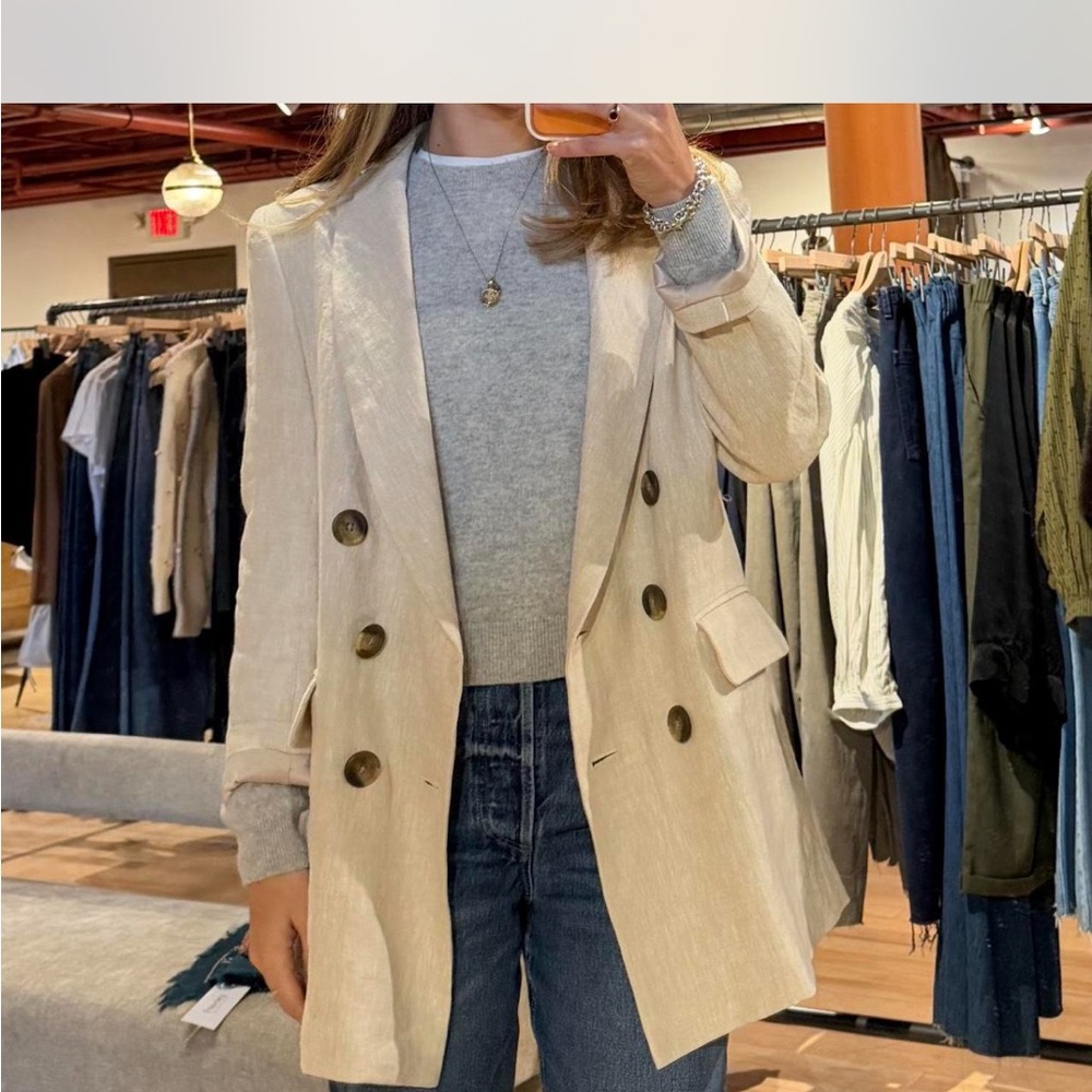 Emerson Fry Beige Double-Breasted Blazer